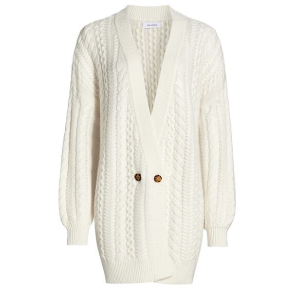 Naadam Women Oversized Wool & Cashmere Blend Cable Knit Cardigan Size M - Picture 7 of 11